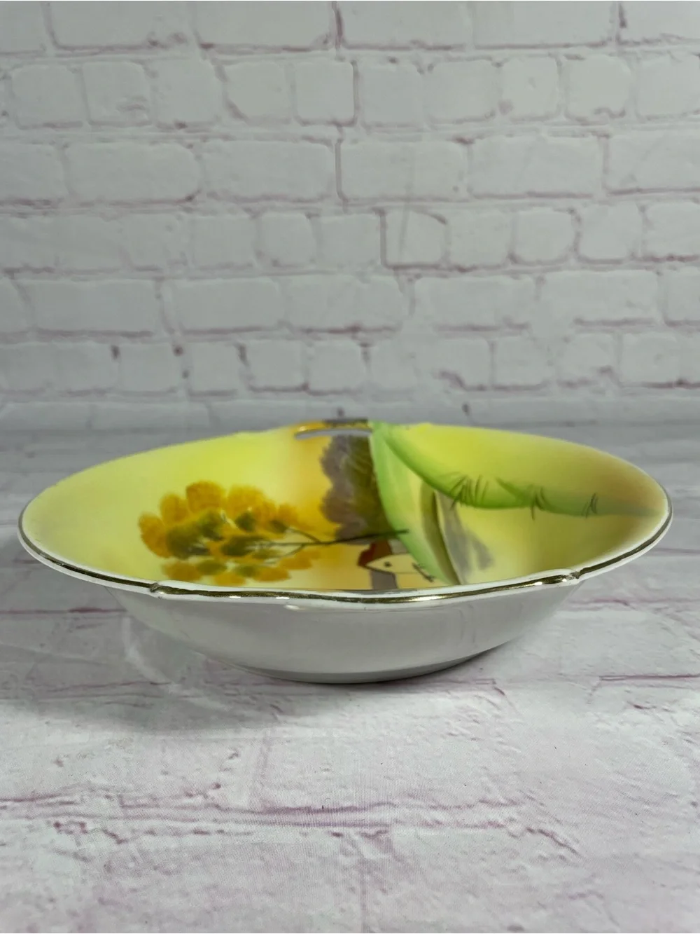 Vintage Meito China Hand Painted 9” Round Serving Bowl Gold Trim Made in Japan